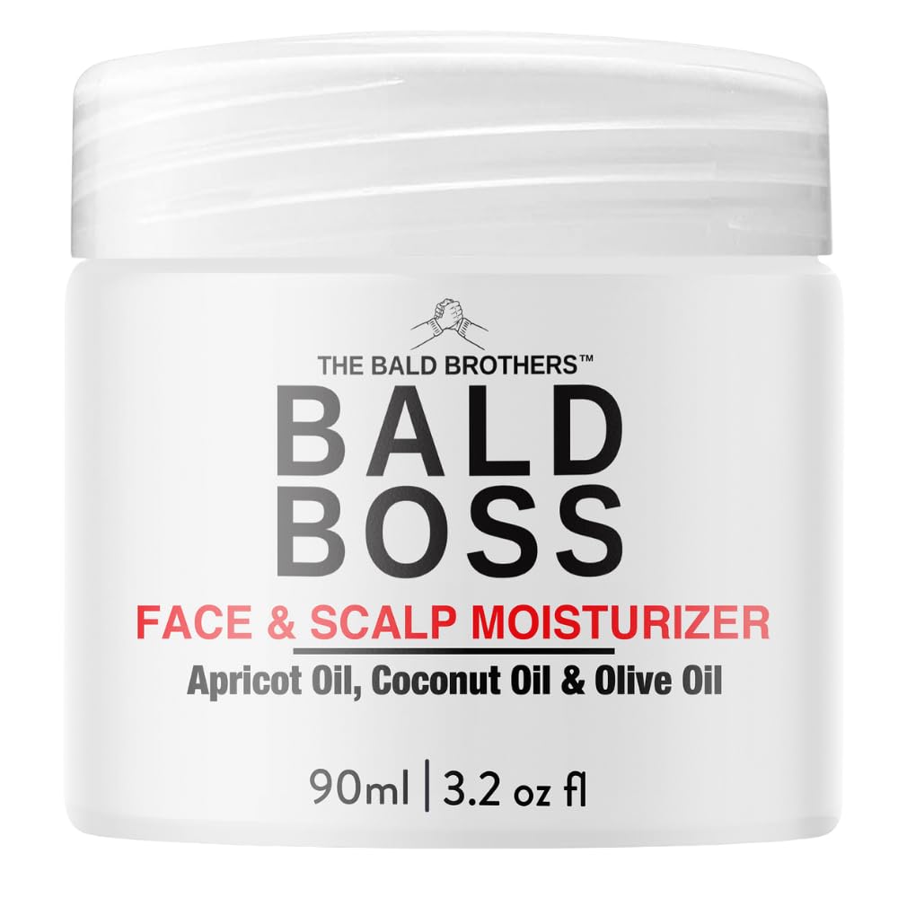 The Bald Brothers Bald Boss daily moisturizer bottle showing lightweight scalp hydration
