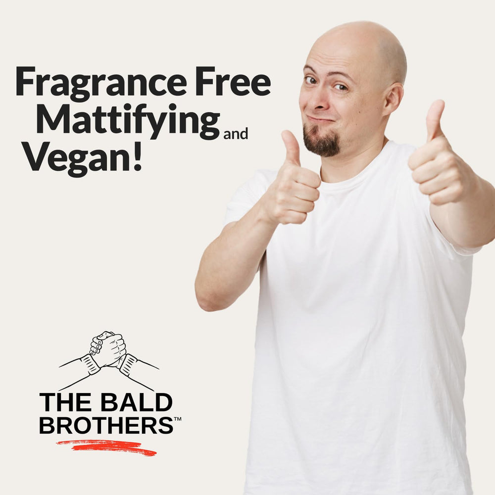 The Bald Brothers Bald Boss matte-finish skin close-up after application