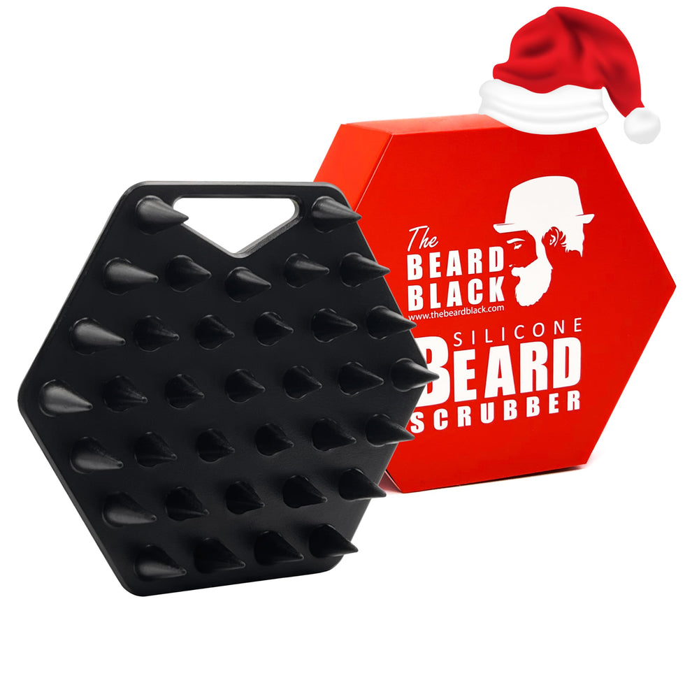 The BEARD BLACK silicone beard scrubber closeup bristles for deep cleansing.