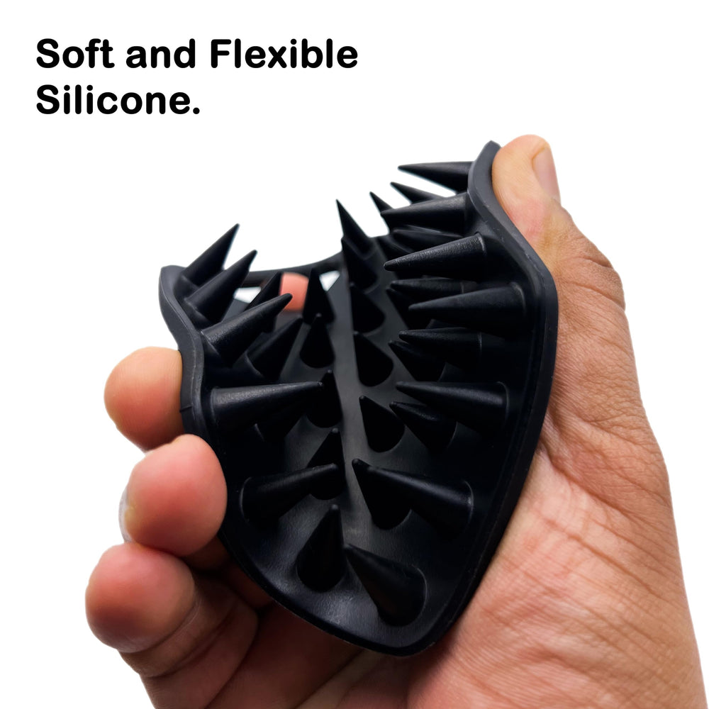 The BEARD BLACK silicone scrubber promotes deep clean action on pores.