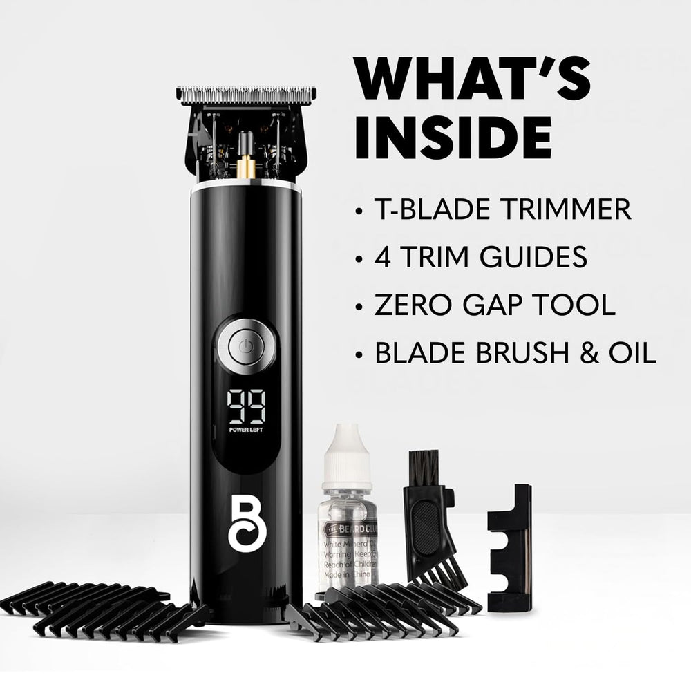 The Beard Club barber-edging tool enables clean sideburns and defined jawlines.