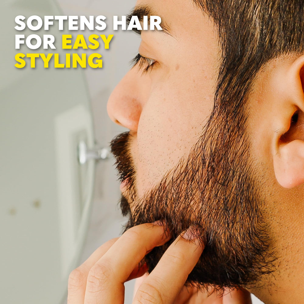 The Beard Club coarse-hair-softening shot demonstrates frizz control and smoother strands.