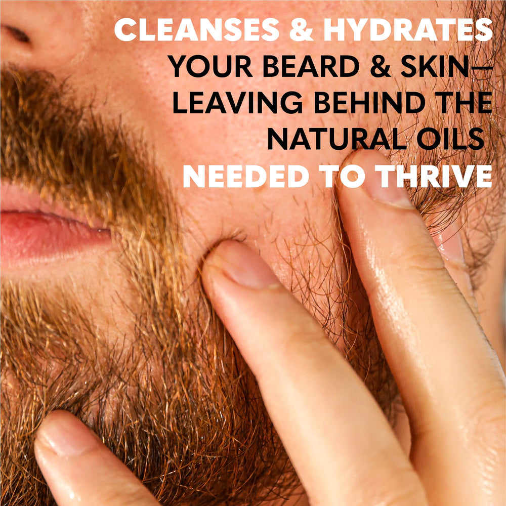 Application demonstration by massaging The Beard Club Citrus Wash into beard.