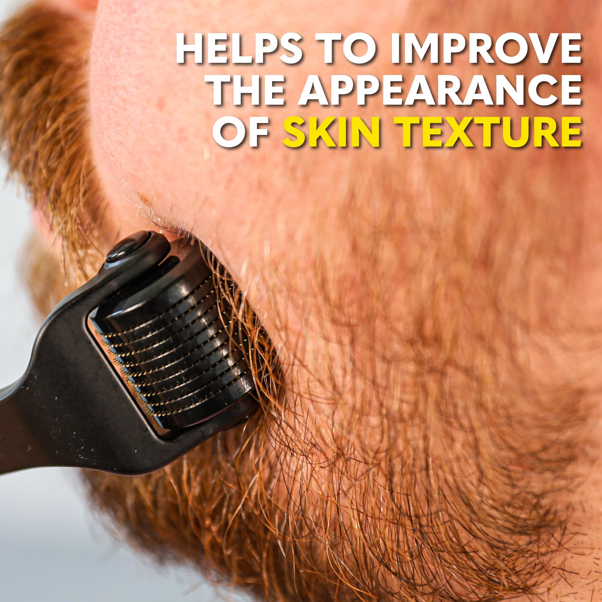 The Beard Club derma roller beard-use for even microneedling across facial hair.