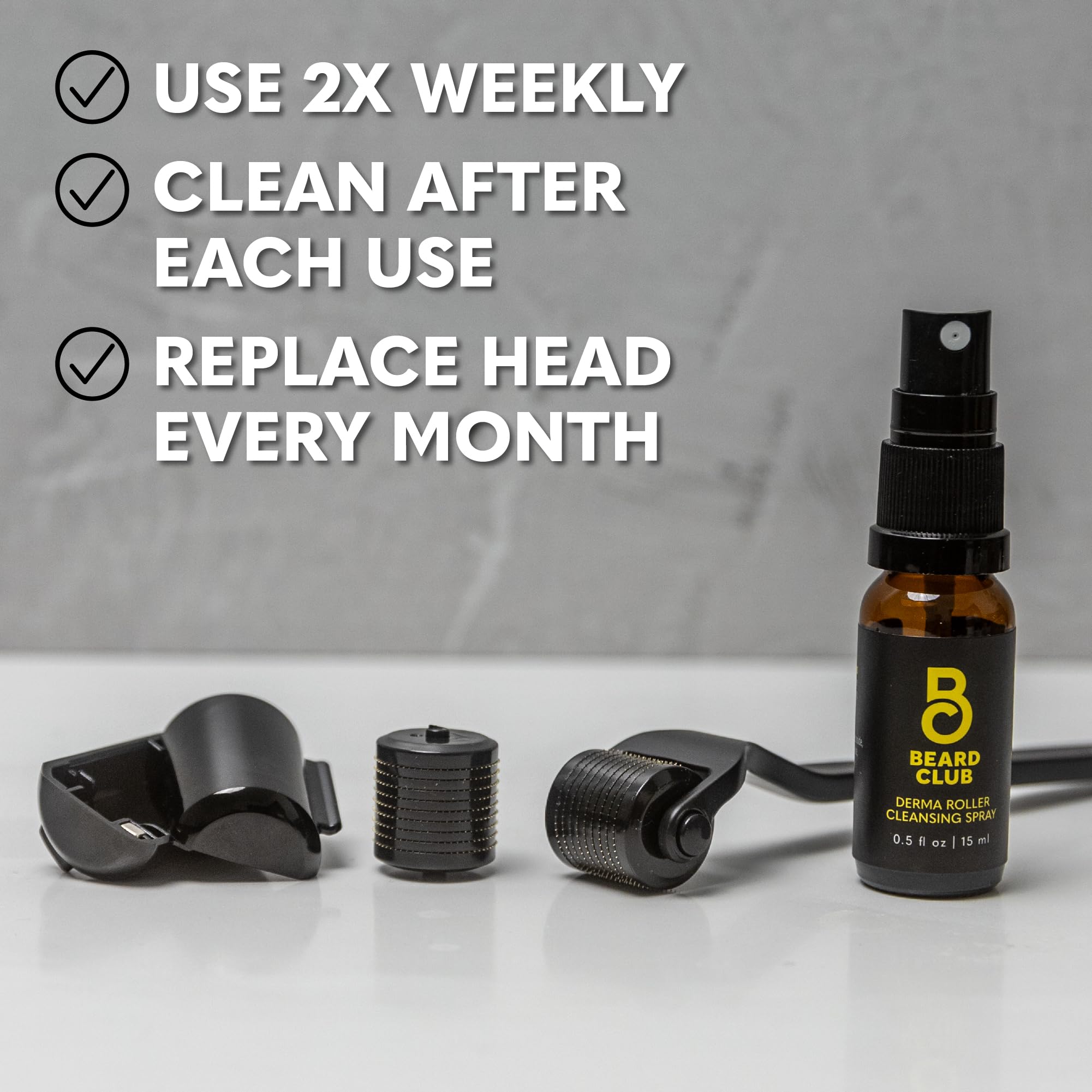 The Beard Club derma roller gift-ready packaging suggests a thoughtful grooming gift.
