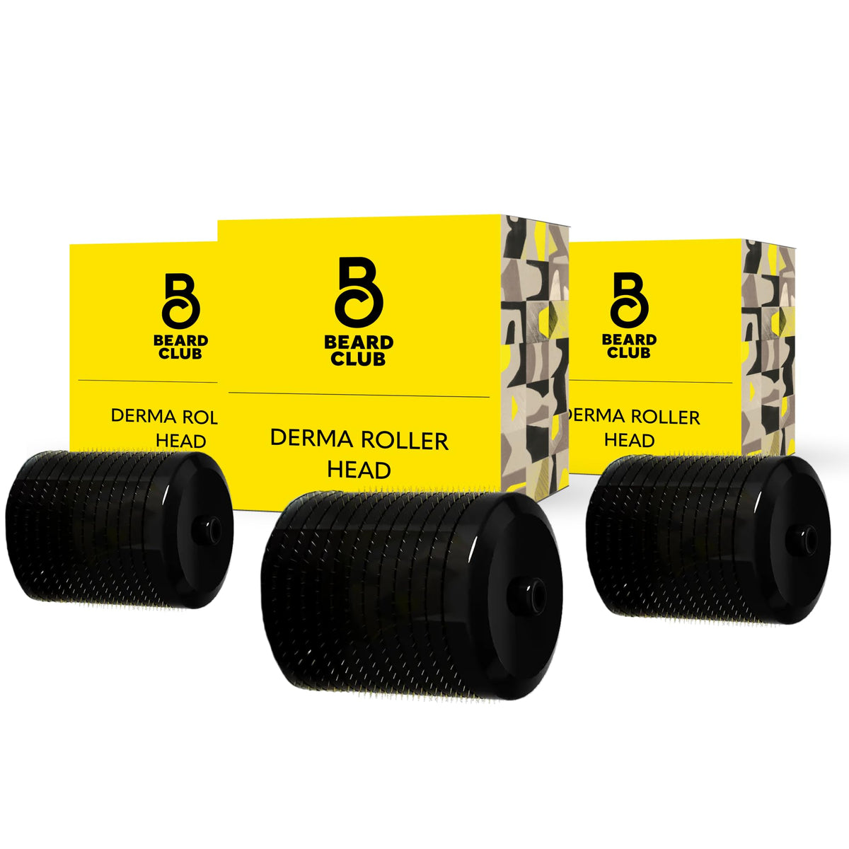 The Beard Club derma roller replacement head 0.3mm pack shot emphasizing durable titanium needles for longevity