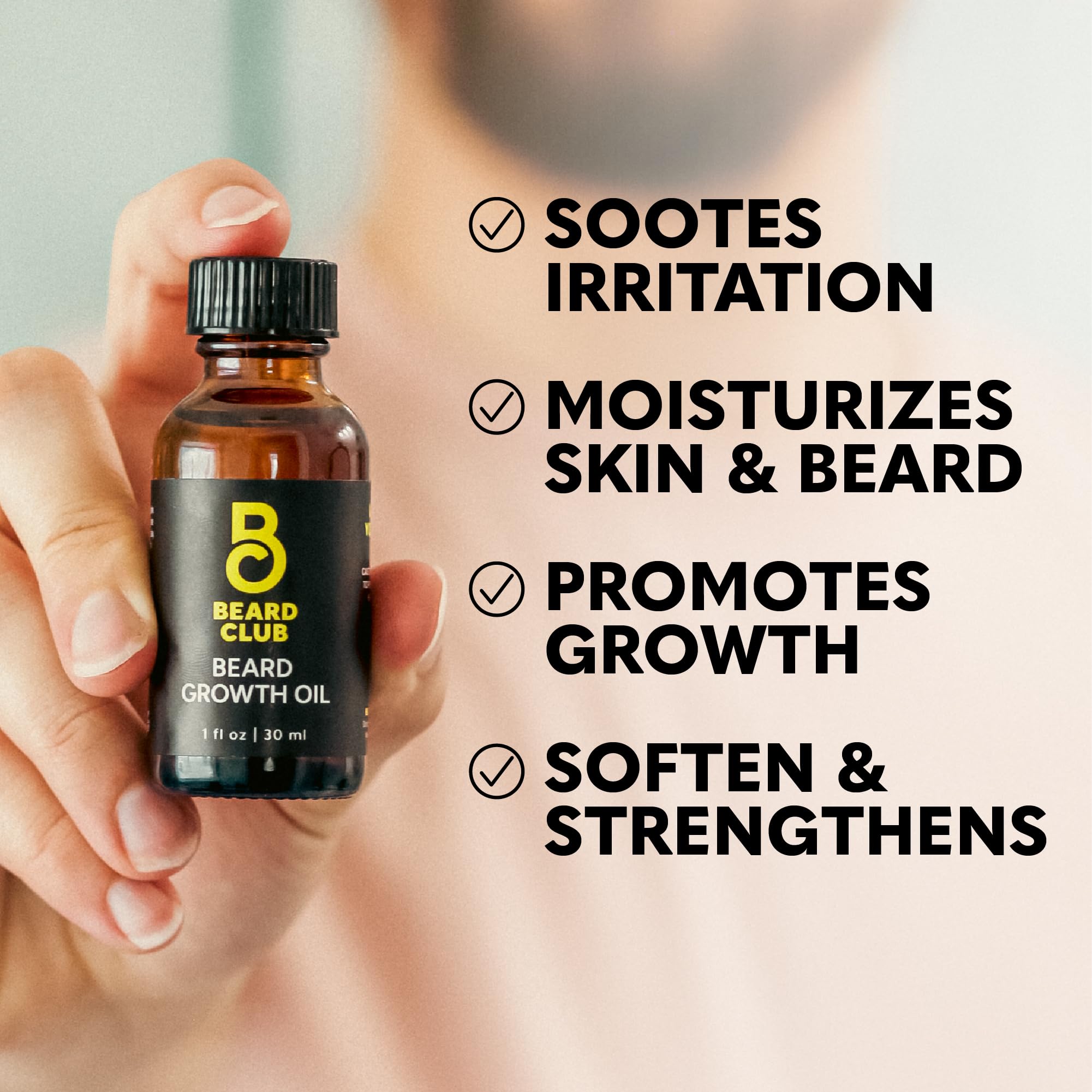 The Beard Club Growth Oil application to beard shows easy massage.