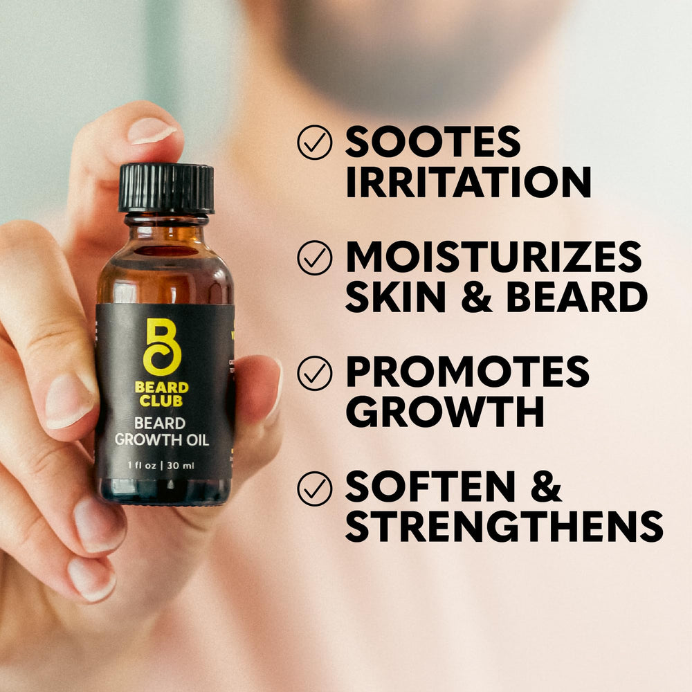 The Beard Club Growth Oil application to beard shows easy massage.