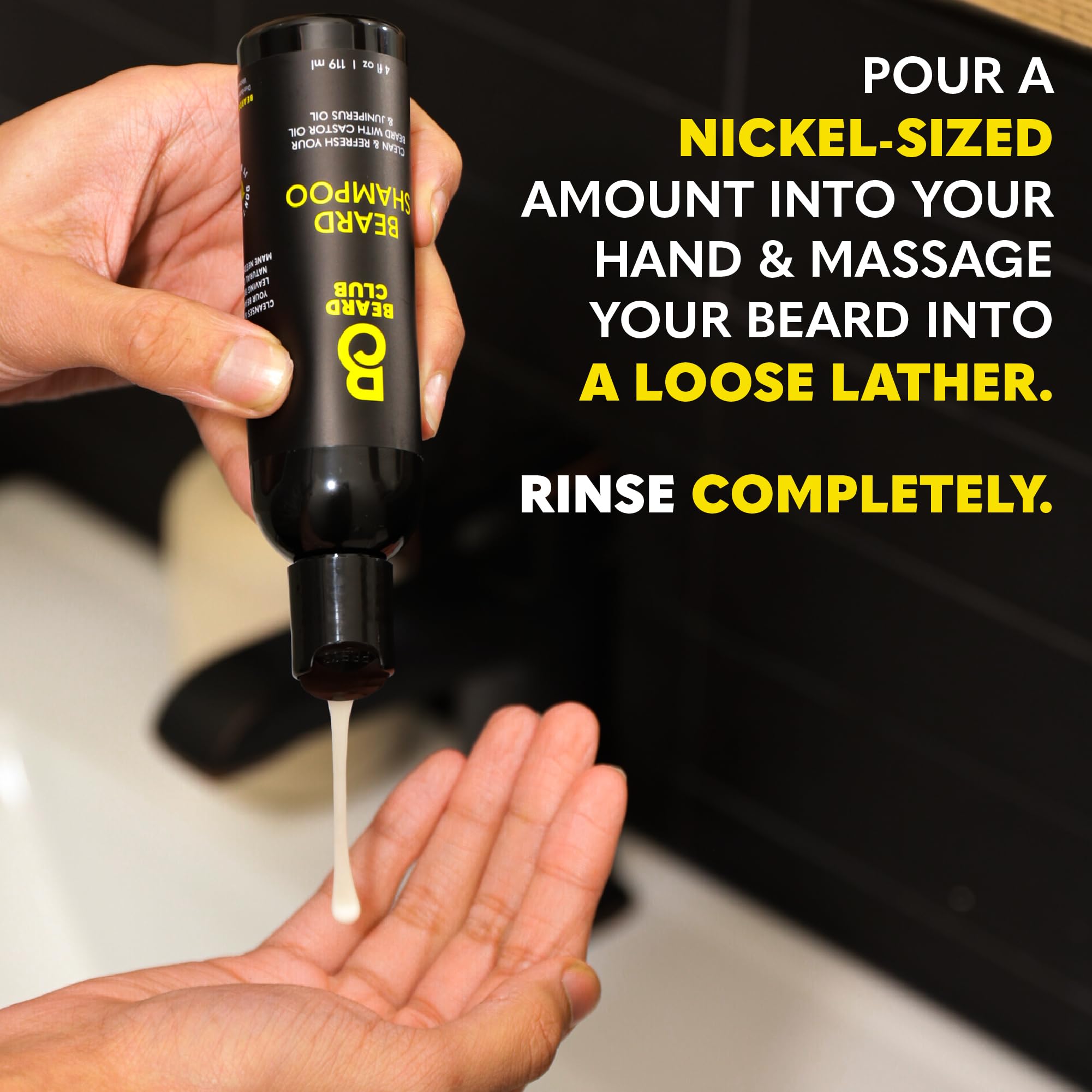 The Beard Club Original Beard Shampoo soft beard close-up depicts smoother, tamer hair
