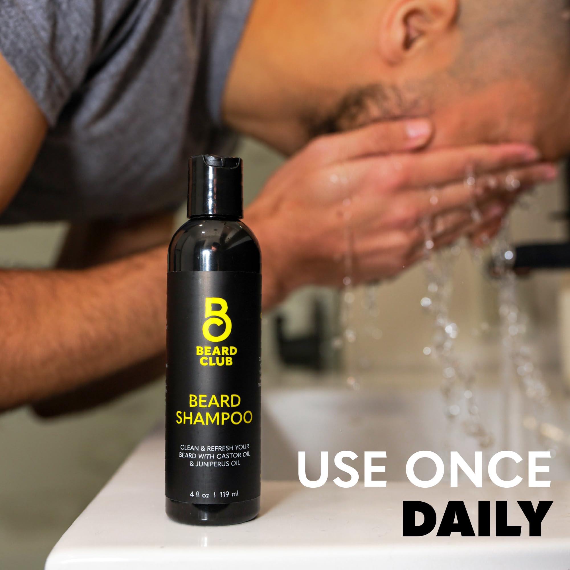 The Beard Club Original Beard Shampoo rinse reveals clean beard and natural shine
