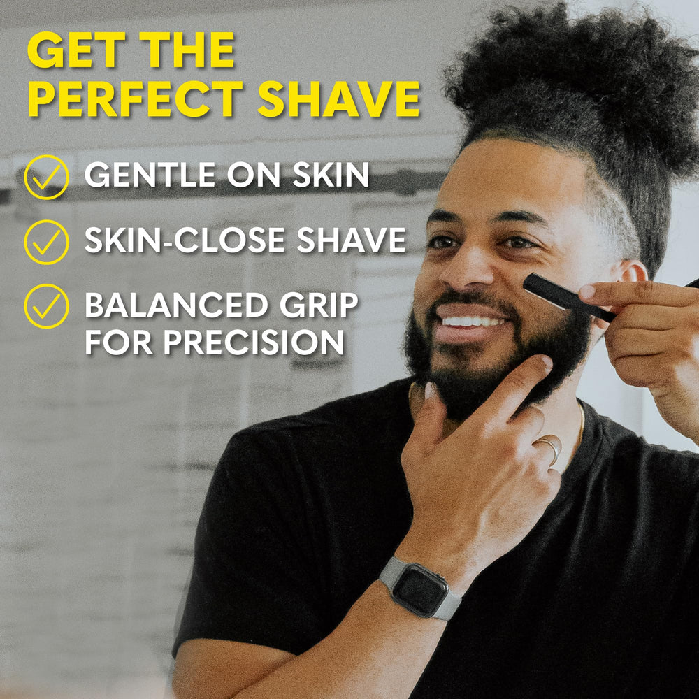 The Beard Club straight razor kit blades maintain consistent sharpness for daily grooming.