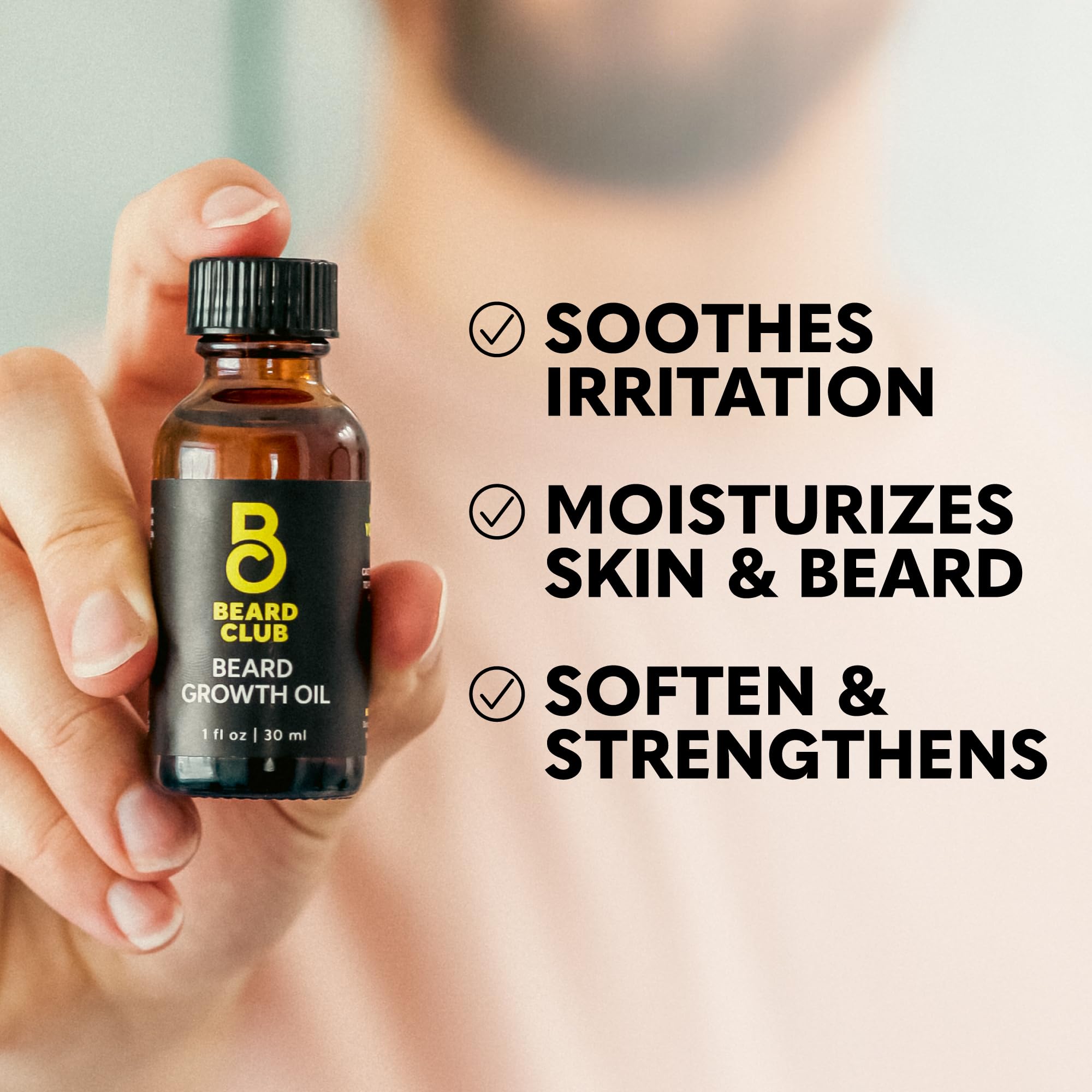 The Beard Club vitamin spray bottle emphasizing hydration and beard nourishment