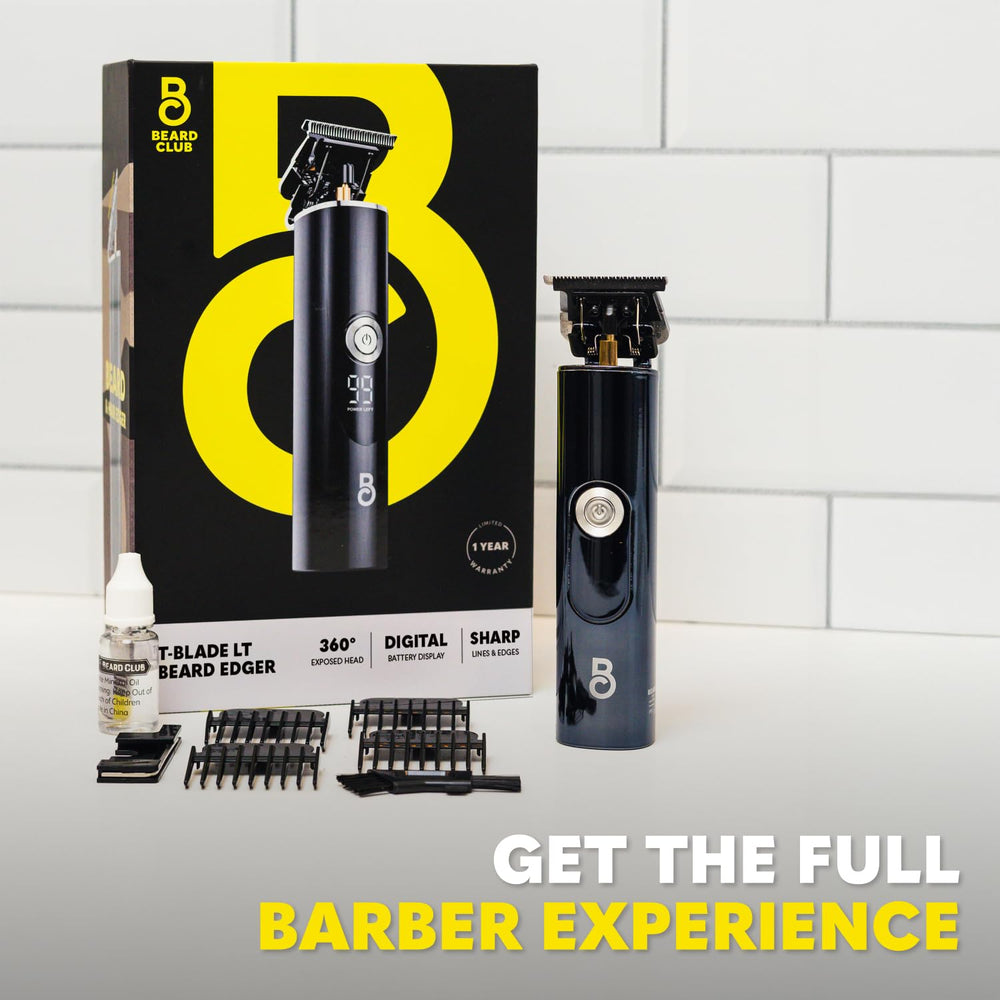 The Beard Club trimmer works wet or dry for flexible styling.