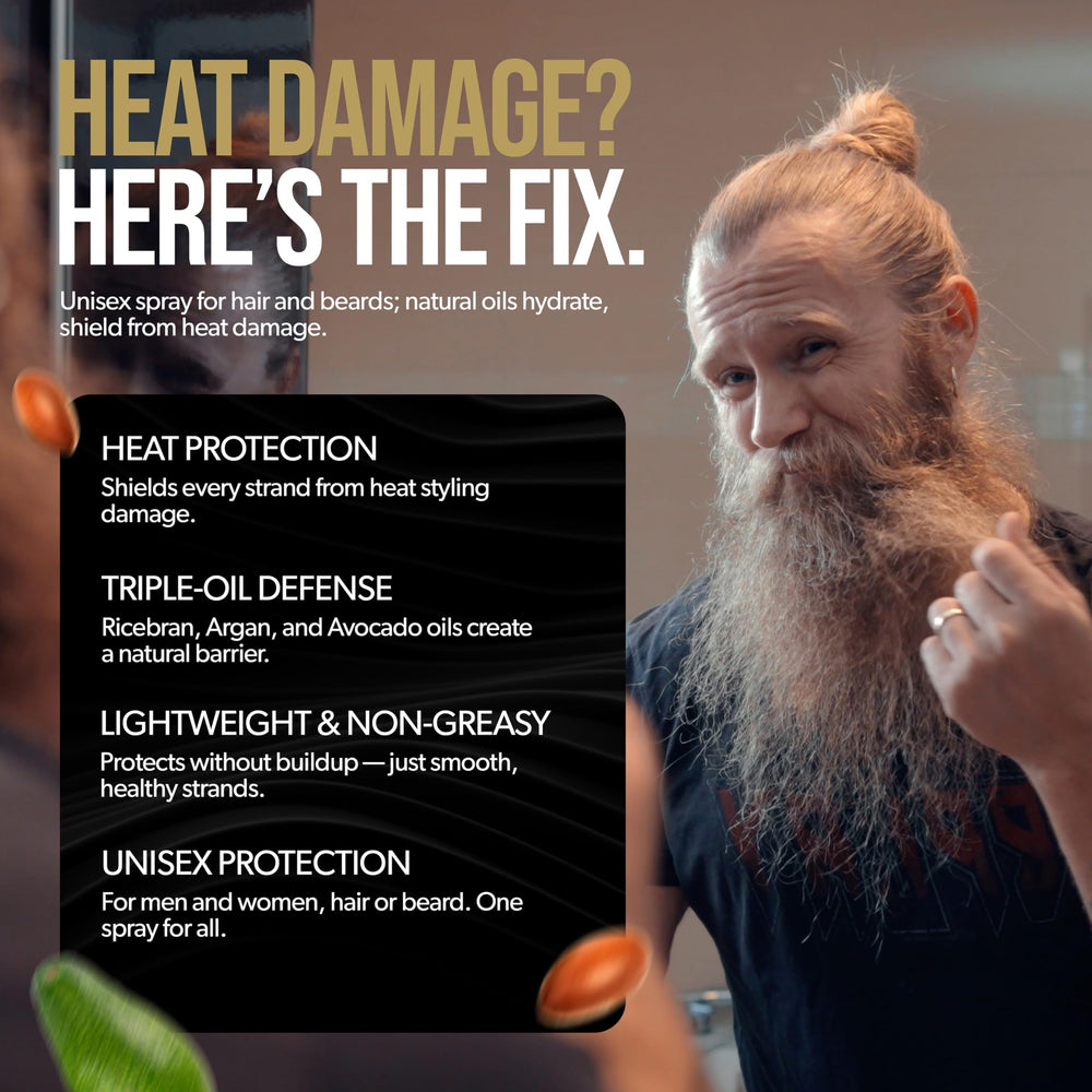 The Beard Struggle Viking Shield avocado oil nourishes and protects hair.
