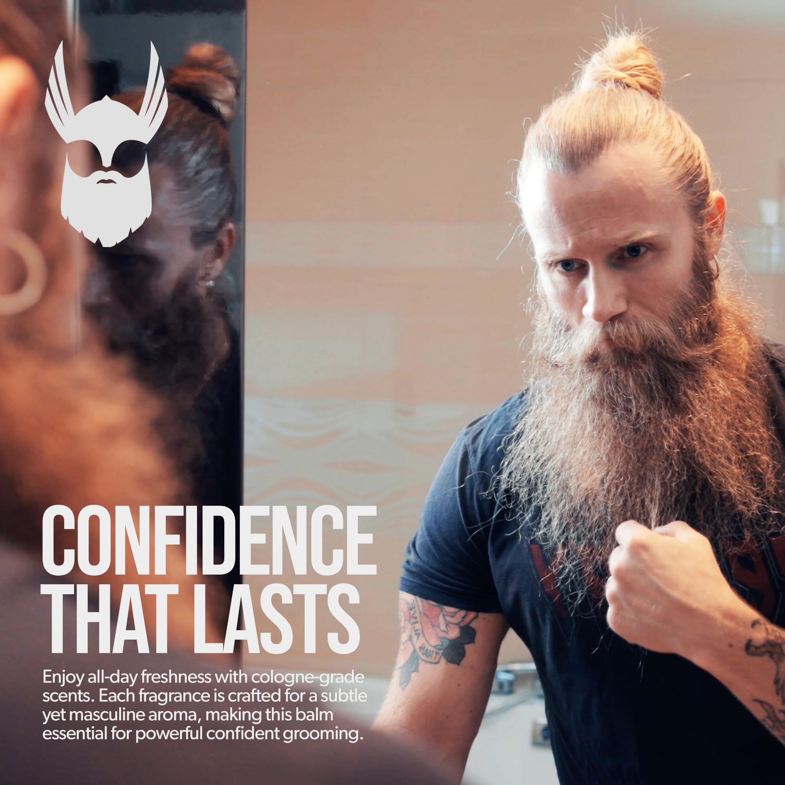 The Beard Struggle Warrior Balm daily routine—long-lasting cologne-grade aroma.