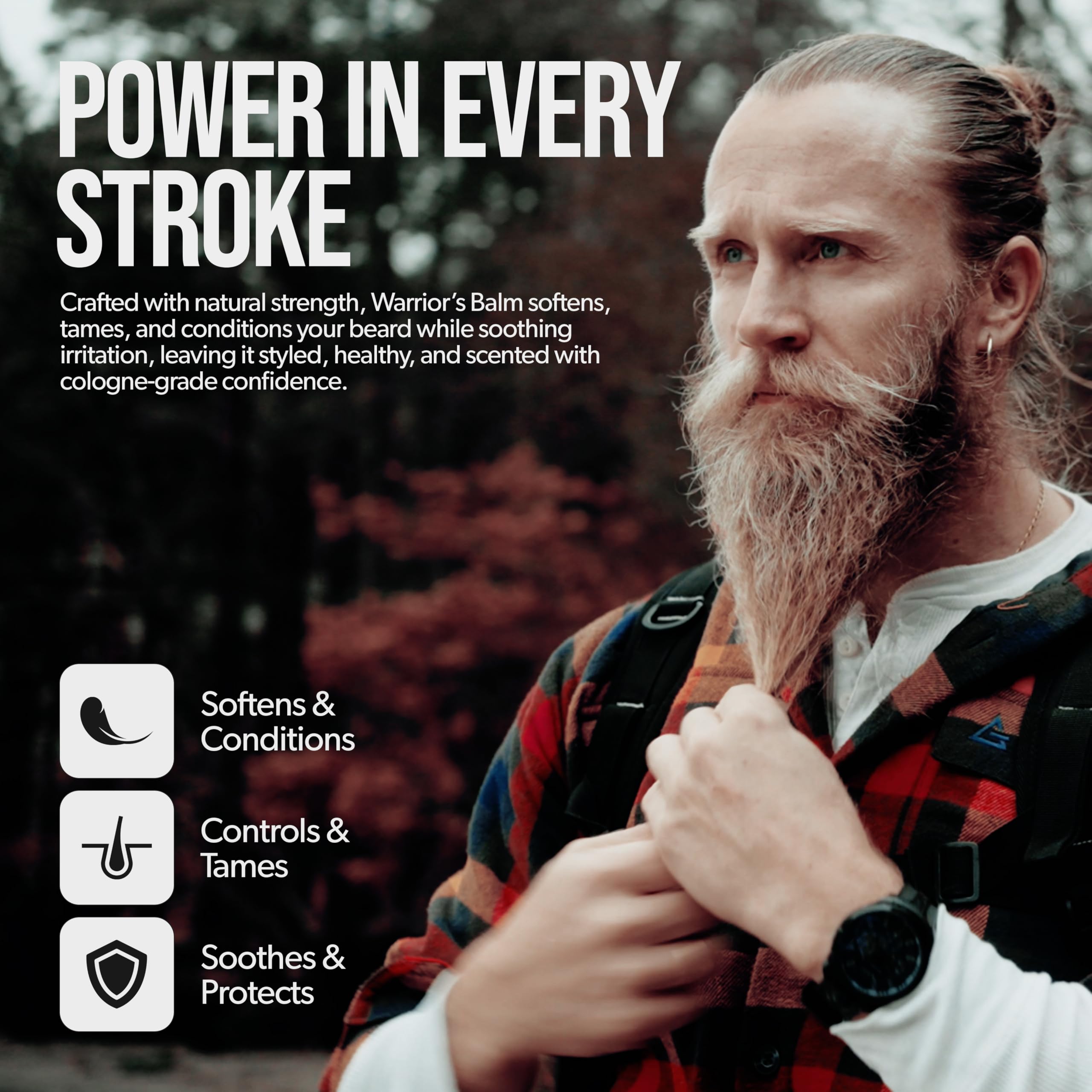 The Beard Struggle Warrior Balm ingredients beeswax—natural conditioning for healthier-looking beard.