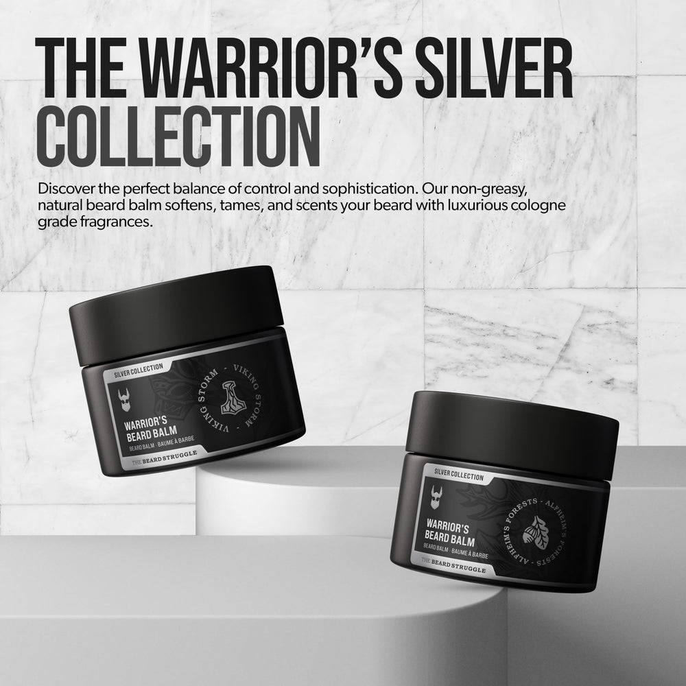 The Beard Struggle Warrior Balm packaging—premium look for daily grooming.