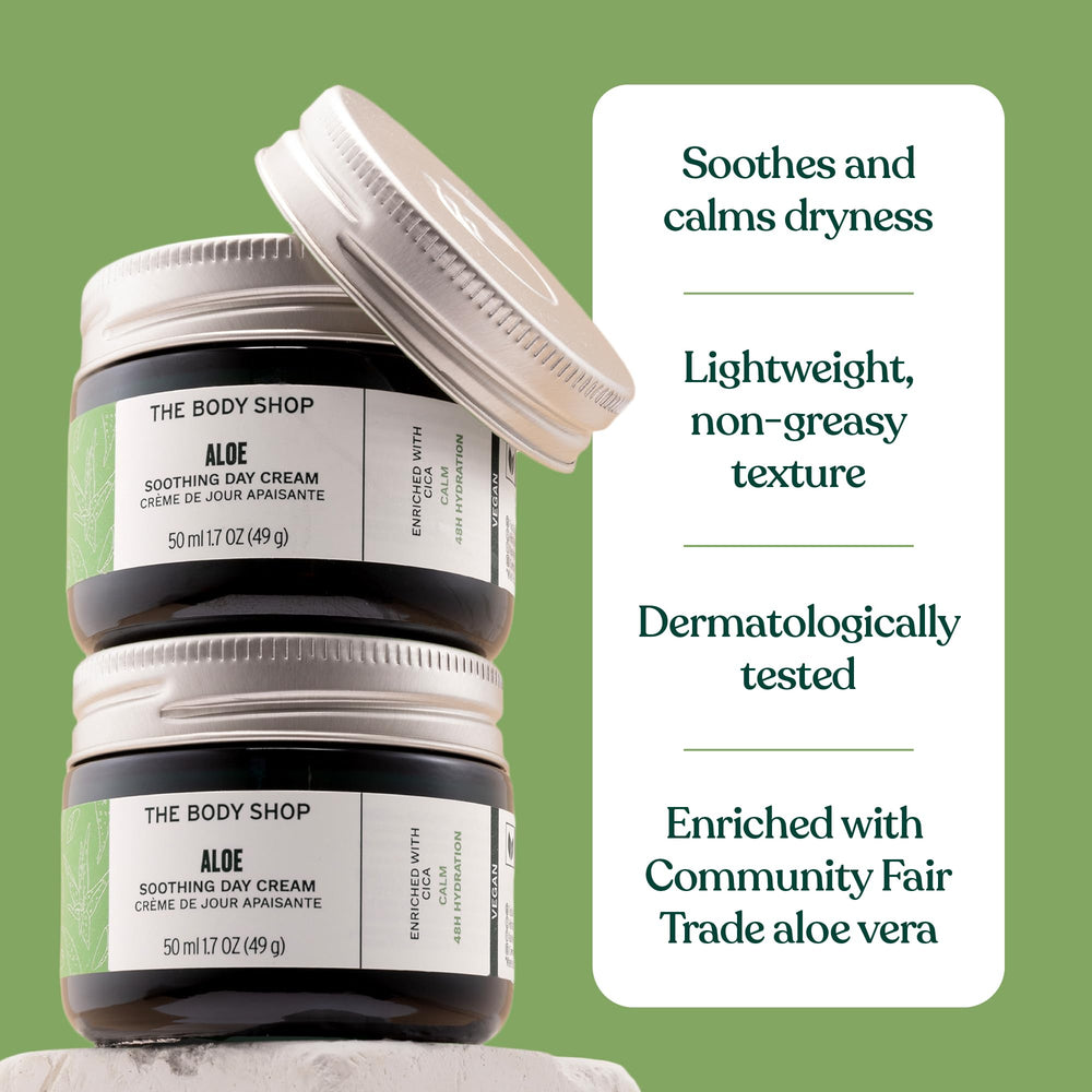 The Body Shop Aloe Vera Day Cream texture on skin after absorption.