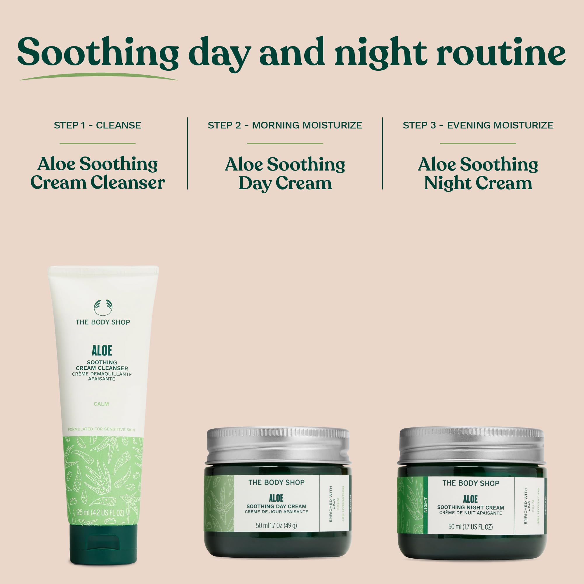 The Body Shop Aloe Vera Day Cream vegan logo and product branding.