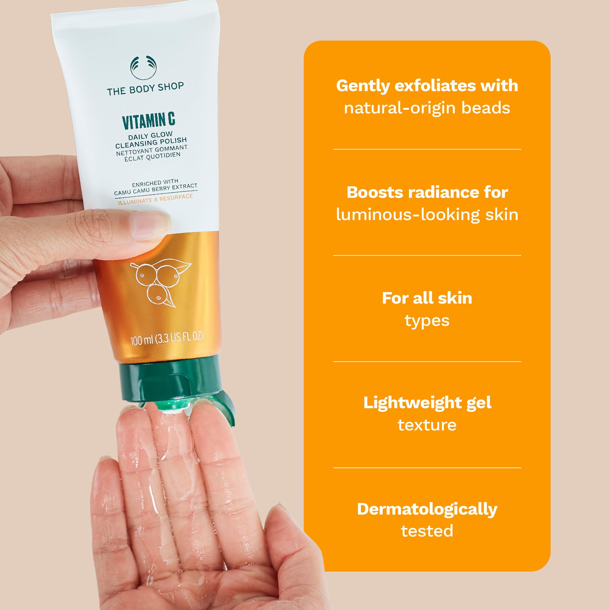 The Body Shop Camu Camu berry extract provides a vitamin C boost.