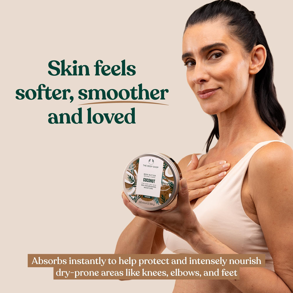The Body Shop Coconut Body Butter scent evokes tropical coconut and a relaxing ritual.