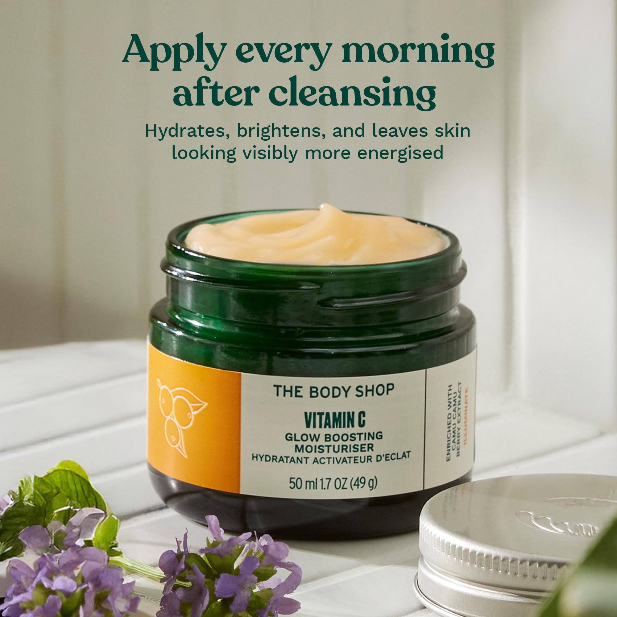 The Body Shop eco-conscious packaging promotes recyclable jar and sustainability.