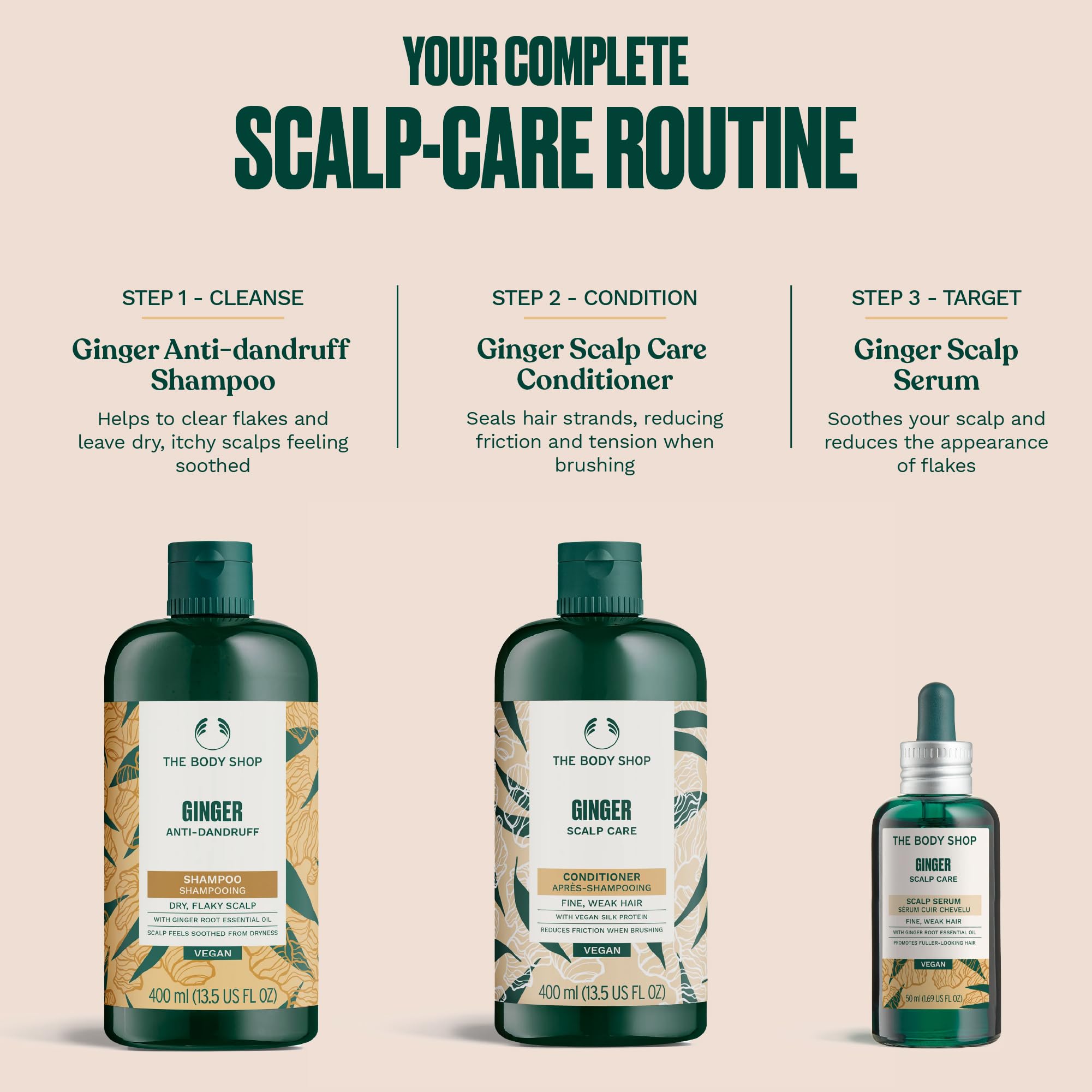 The Body Shop Ginger Scalp Care Conditioner ginger root oil sourced from Madagascar supports fair-trade farming.