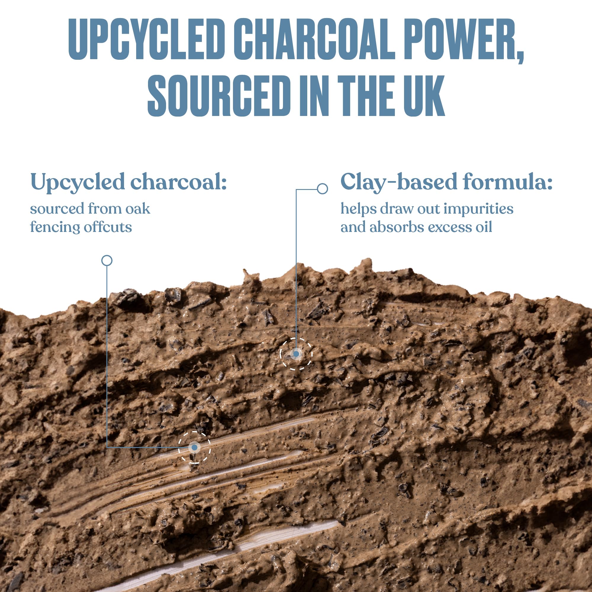 The Body Shop charcoal clay closeup shows tingling texture that signals actives at work