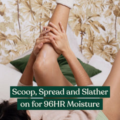 The Body Shop Mango Body Butter texture closeup shows creamy non-greasy hydration