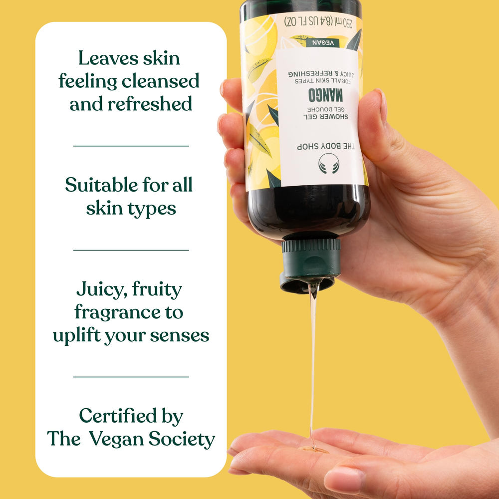 The Body Shop Mango Shower Gel shows natural-origin ingredients in every squeeze.