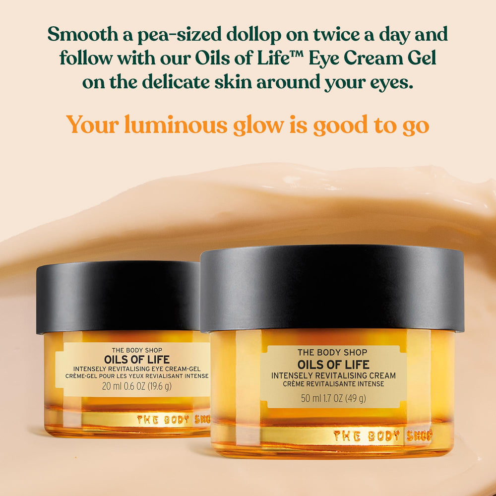 The Body Shop Oils of Life routine image for morning skincare revitalization.
