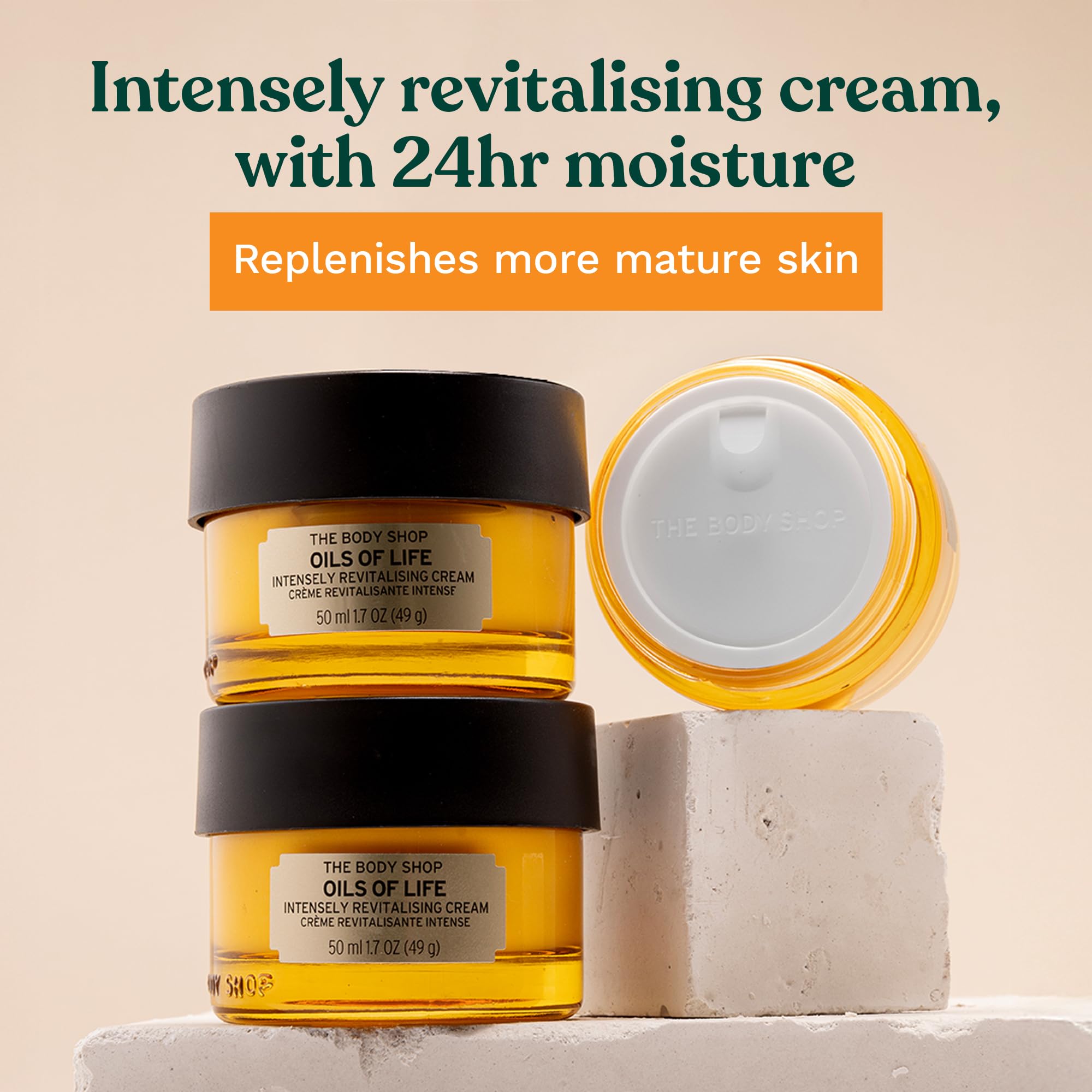 The Body Shop Oils of Life texture swatch showing lightweight, nourishing coverage.