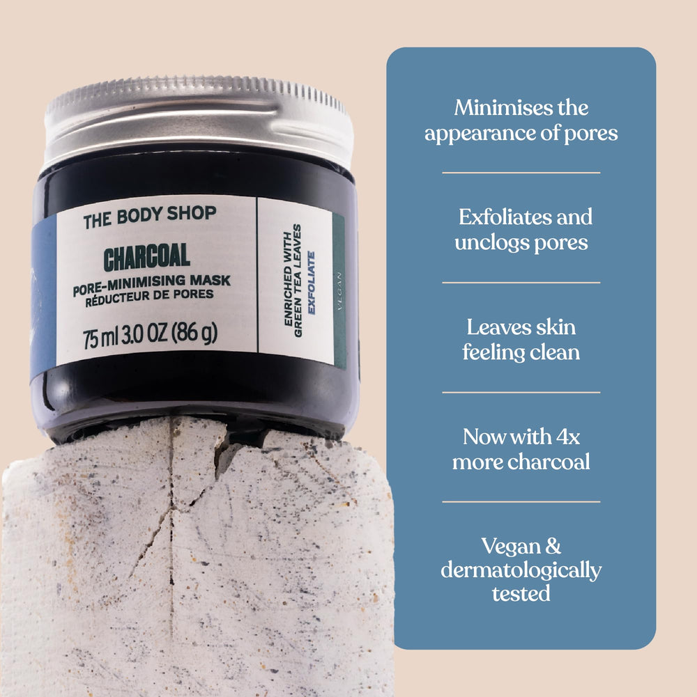 The Body Shop packaging image shows recyclable materials and vegan labeling