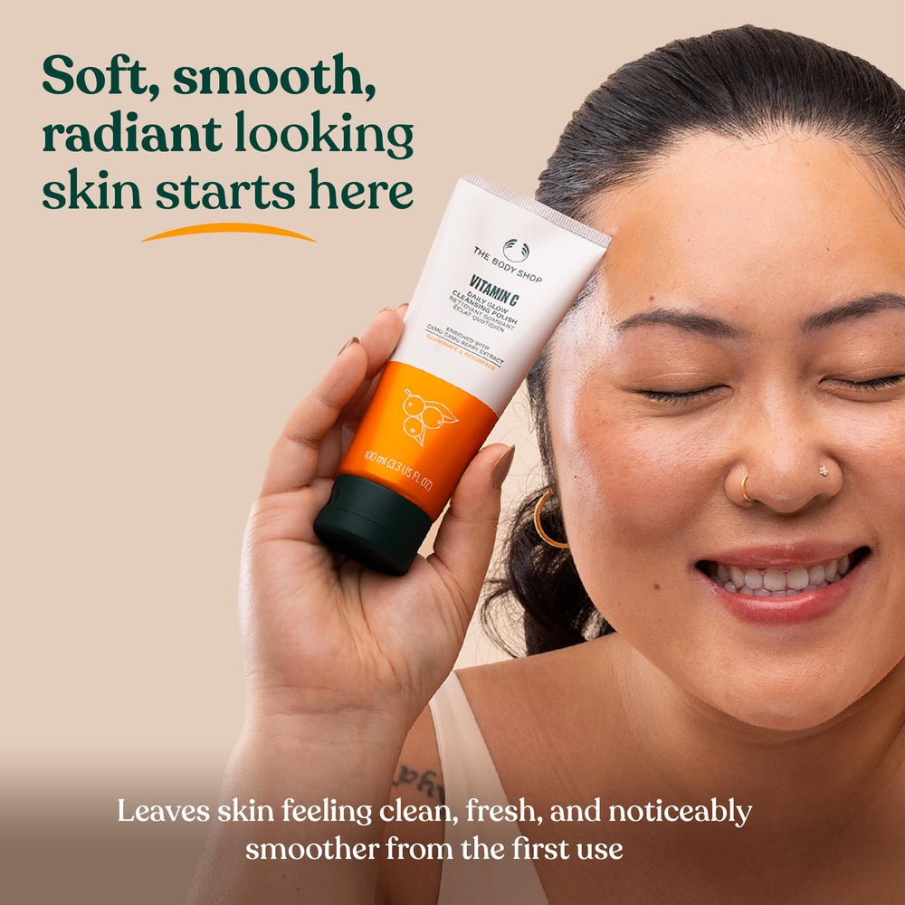 The Body Shop Perlite volcanic glass scrub particles buff away dead skin.