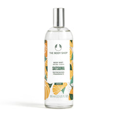 The Body Shop Satsuma Body Mist bottle delivers citrus freshness for a quick pick-me-up.
