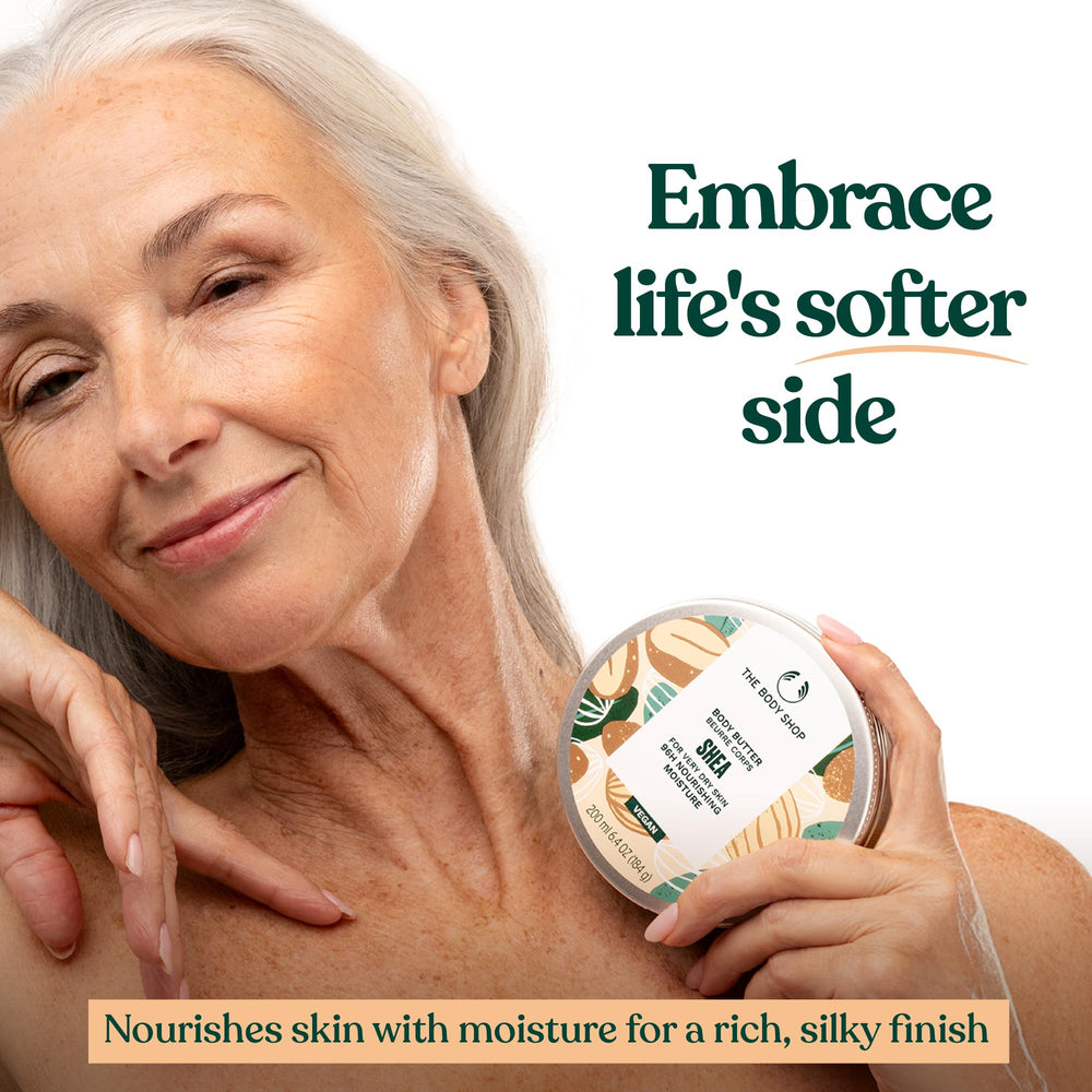 The Body Shop 100% recycled plastic tub highlights sustainable packaging.