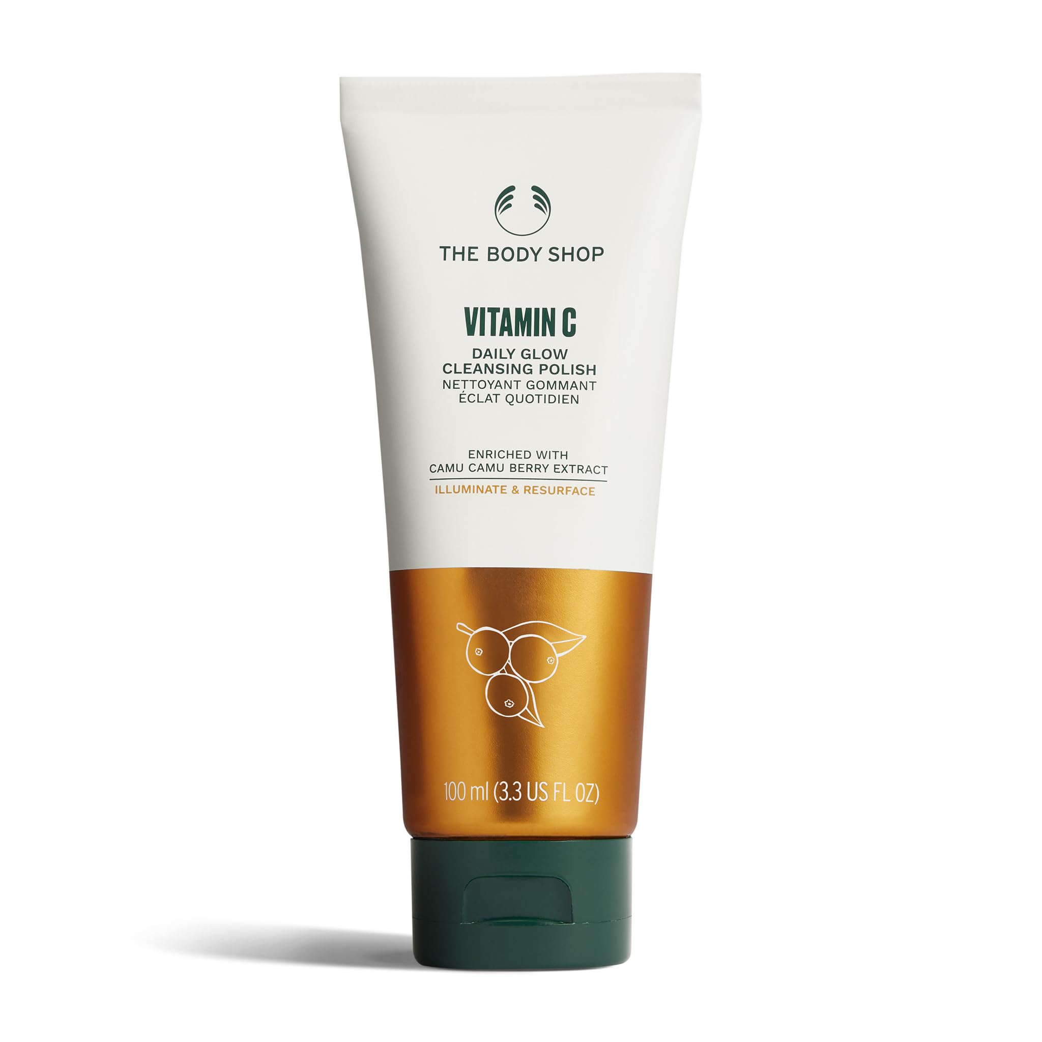 The Body Shop Vitamin C Face Cleanser bottle for a daily brightening cleanse.