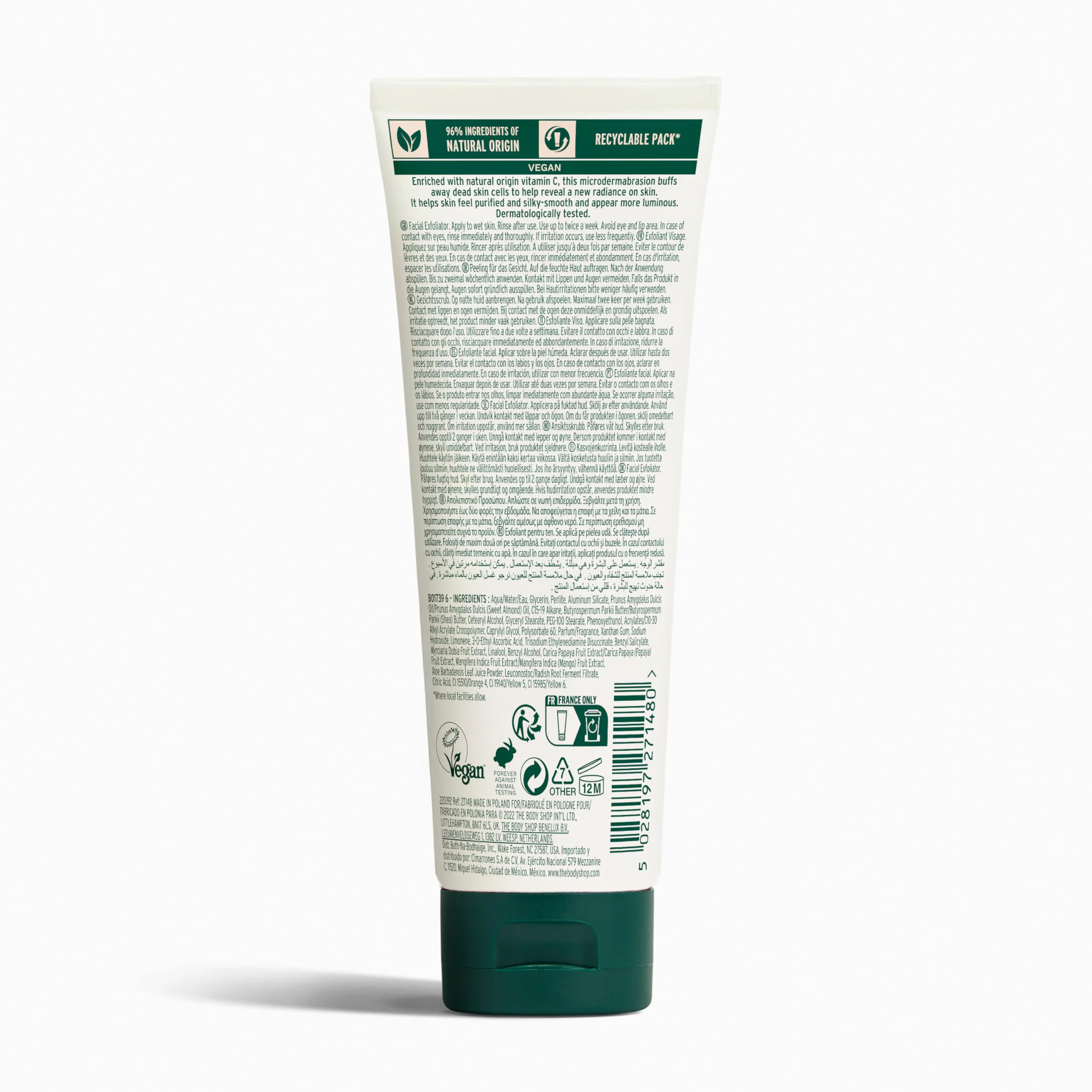 The Body Shop Vitamin C Glow Boosting Microdermabrasion texture close-up showing gentle exfoliation