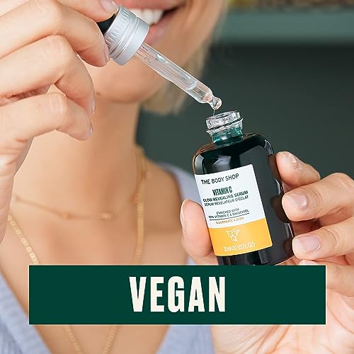 The Body Shop Vitamin C Glow Revealing Serum before and after radiance look