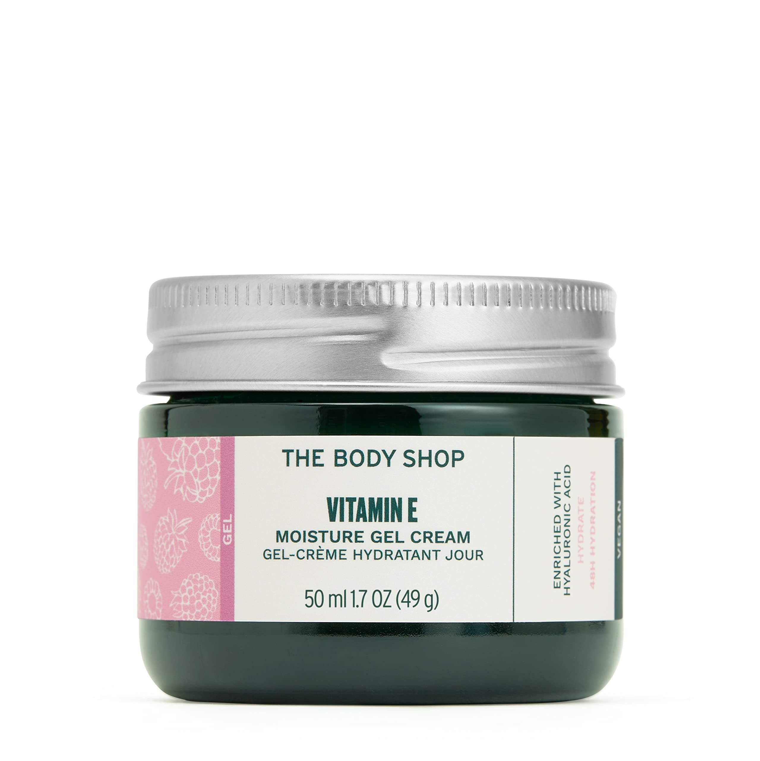 The Body Shop Vitamin E Gel Moisture Cream tube close-up highlighting lightweight hydration for daily use
