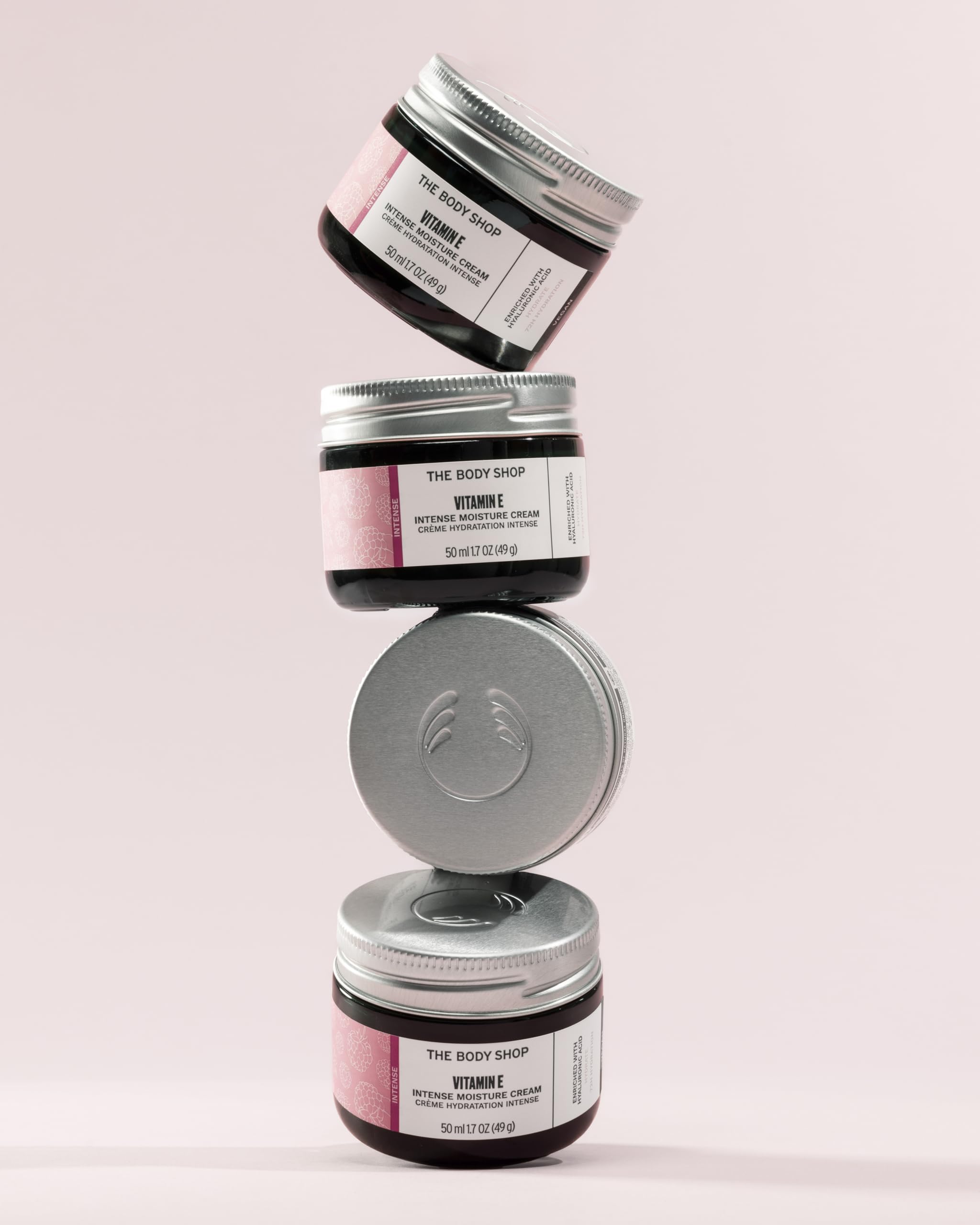 The Body Shop Vitamin E Intense Moisturizer texture swatch highlights hydrating feel.