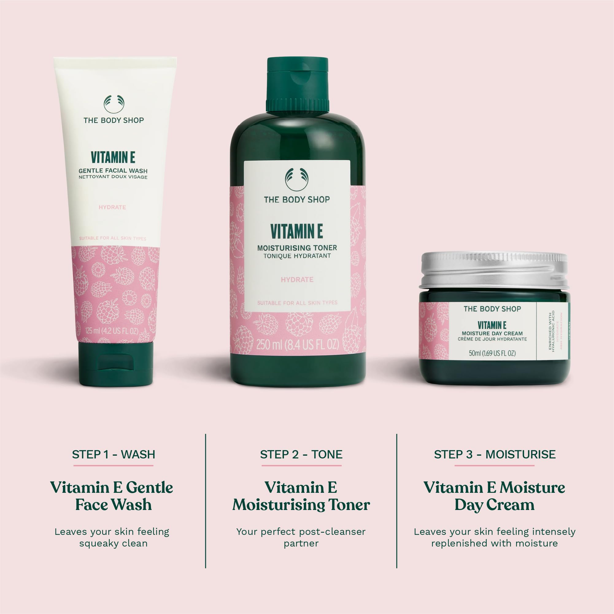 The Body Shop Vitamin E Moisture Cream with hyaluronic acid hydrates and softens skin.