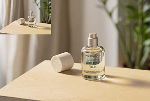 The Body Shop White Musk EDT bottle close-up highlighting elegant scent notes for everyday use.