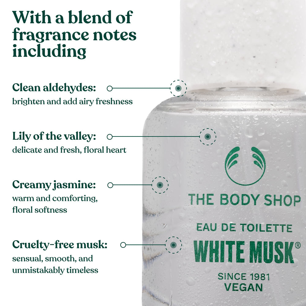 The Body Shop White Musk EDT musk core offers a clean, understated aroma for daily wear.