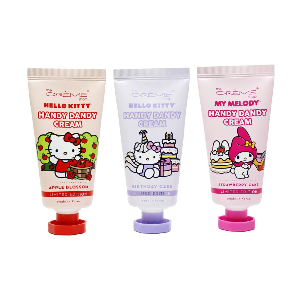The Crème Shop Hello Kitty hand creme trio for dry skin hydration.