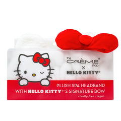 The Crème Shop Hello Kitty plush headband in use during cleansing protects hair and enhances routine.