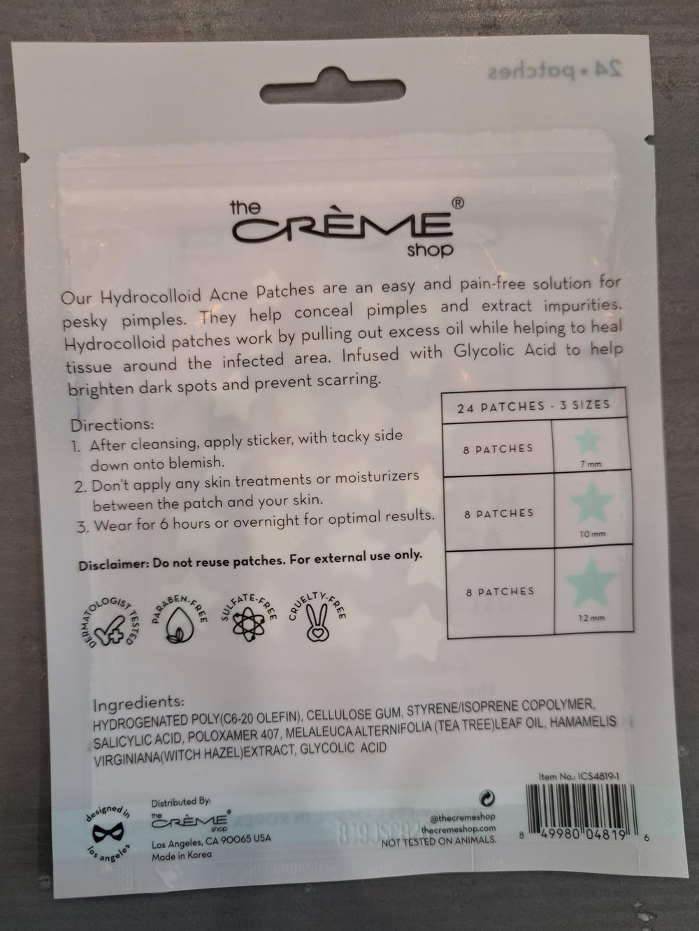 The Crème Shop star shape patch ready to apply at night for protected, discrete blemish care.