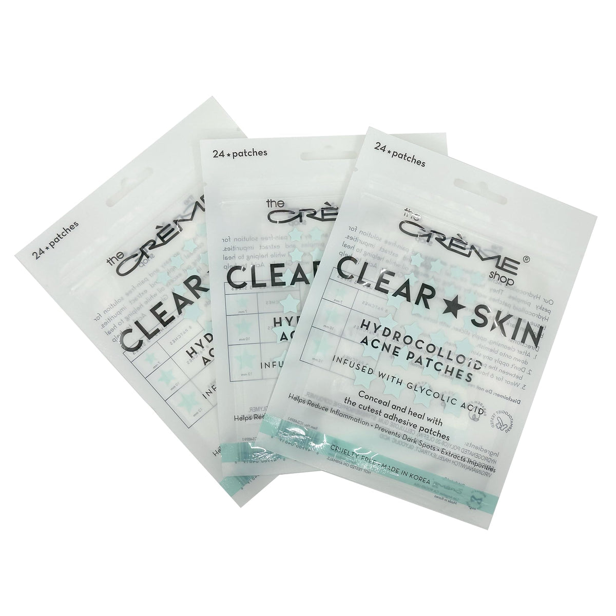 The Crème Shop star shape patches packaging close-up with discreet blemish-fighting patches.
