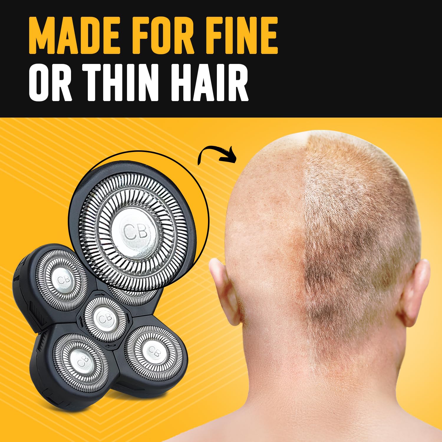 The Cut Buddy back-area shaver head used for full-body grooming.