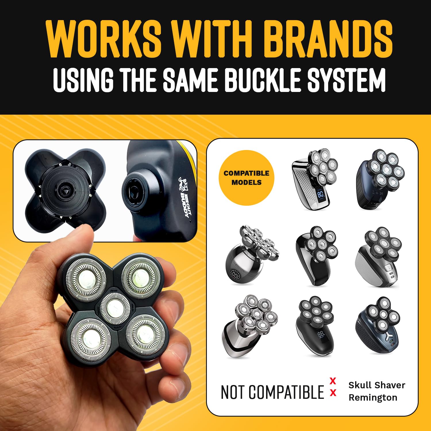 The Cut Buddy brand quick-twist compatibility with other brands.